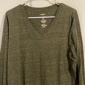 Green SONOMA long sleeve V Neck Top, Size XXL, EUC